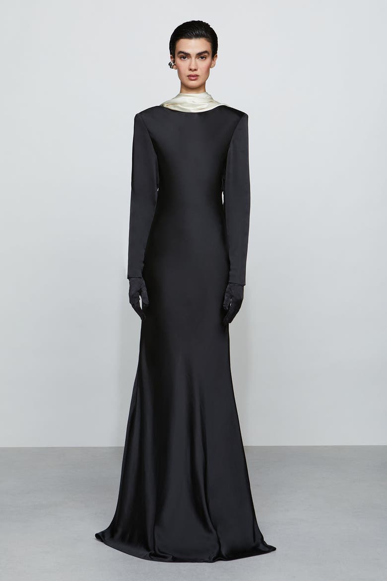 Allegra Gown, Main, color, Black/Ivory