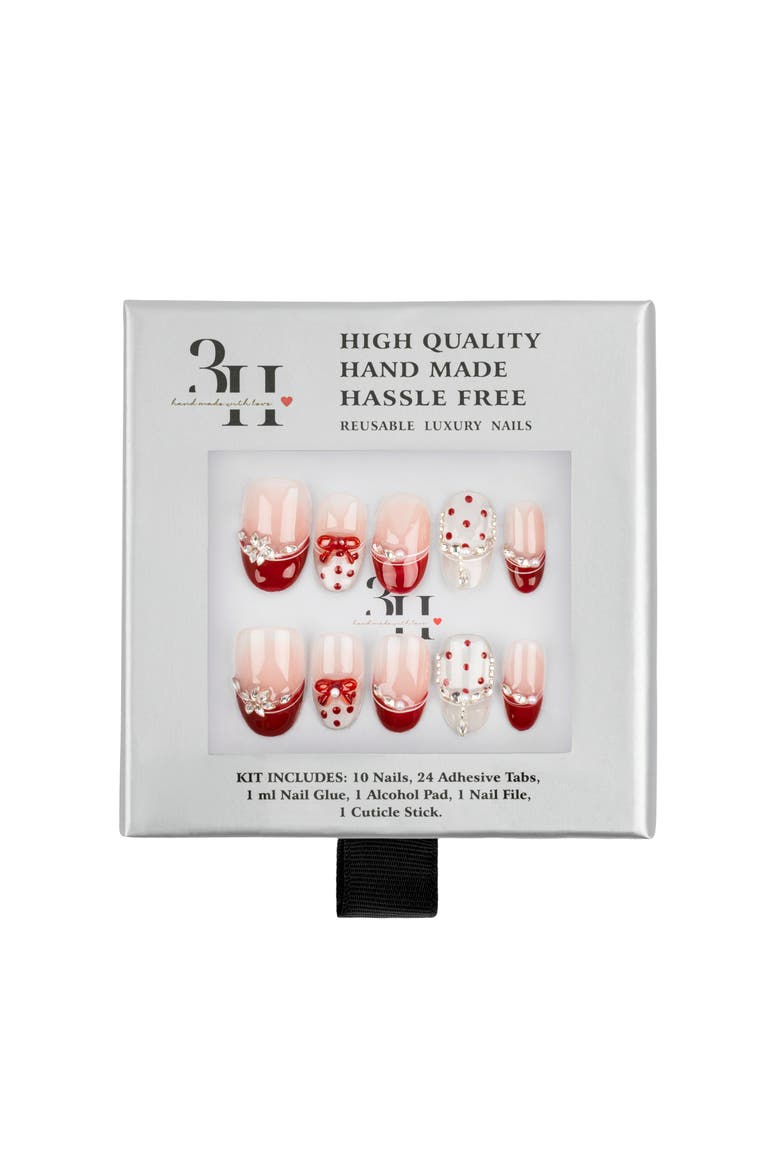 Cherry Kiss Luxury Handmade Press On Nails, Main, color, Red