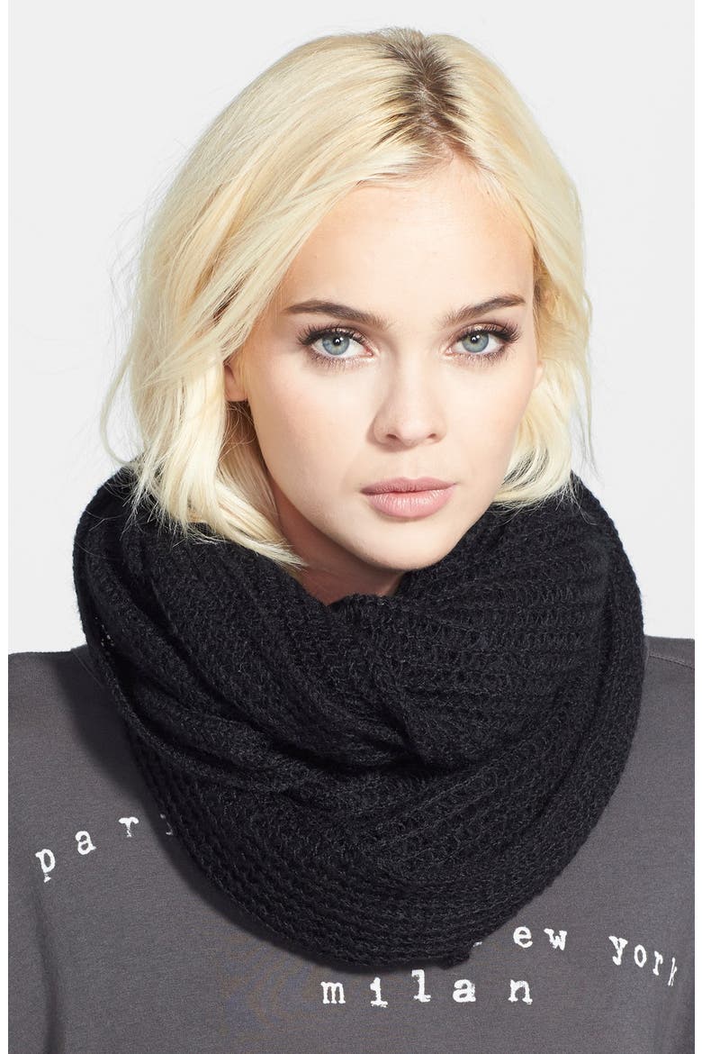 'Pianissimo' Infinity Scarf, Main, color, BLACK