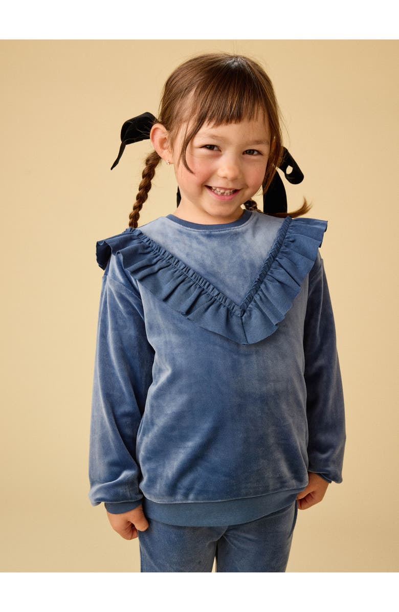 Tea Collection Velour Ruffle Tunic Top, Alternate, color, Naval Blue