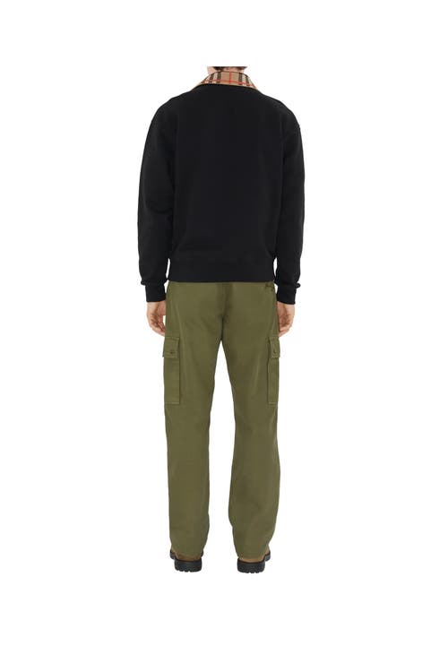 Burberry Mens Black Logo-embroidered Funnel-neck Cotton Sweatshirt In Green