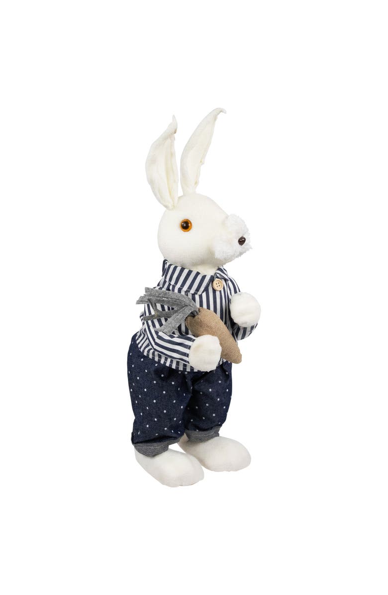 Northlight Standing Boy Bunny with Carrot Easter Figure Decoration - 19" - Navy Blue, Alternate, color, White