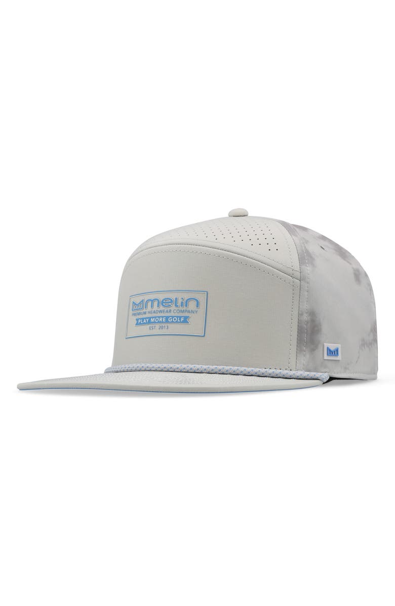 Melin Trenches Links Drive Hydro Snapback Cap, Main, color, Sky/ Light Grey