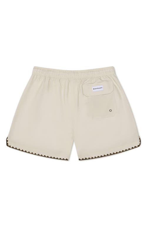 Shop Mavrans Stitch Waterproof Swim Trunks In Beige