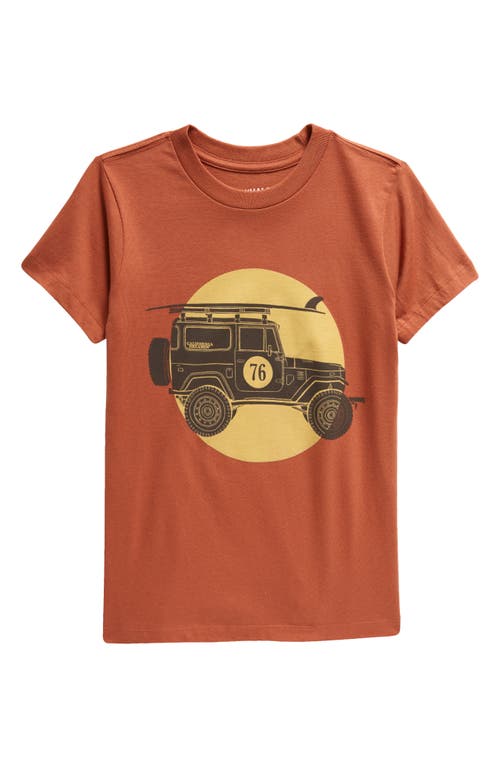 Tiny Whales Kids' Trailblazer Car & Surfboard Cotton Graphic T-Shirt in Brick  product