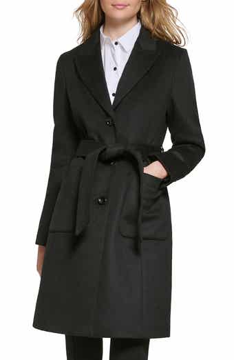 Belted Wool Blend Patch Pocket Coat