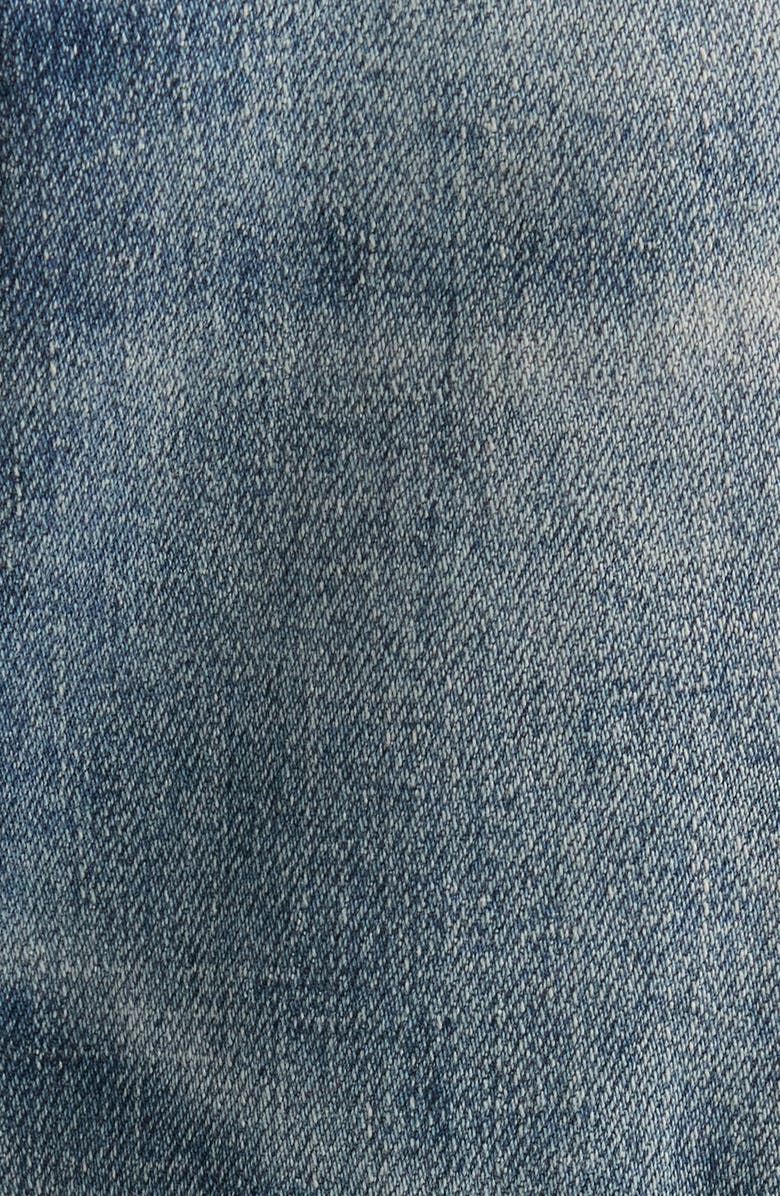 BOSS Regular Fit Distressed Tapered Stretch Cotton Jeans, Alternate, color, Navy