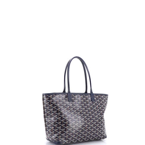 Pre-owned Goyard Goyard Artois Tote Coated Canvas Pm In Blue