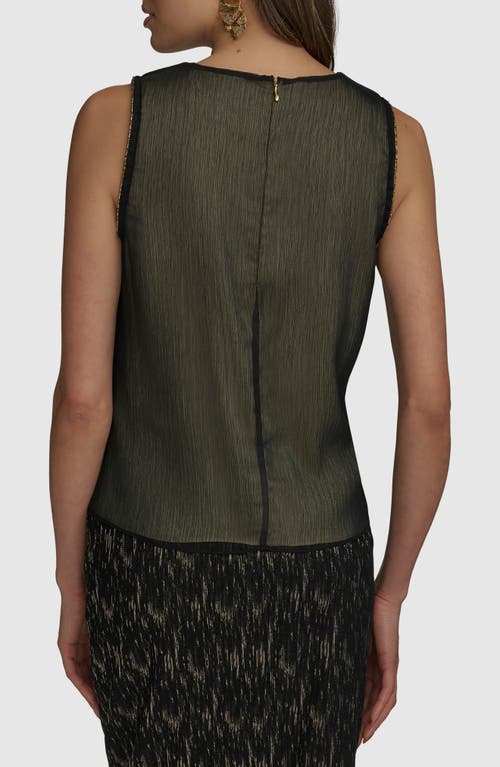 Donna Karan New York Beaded Double Layer Sleeveless Top In Black