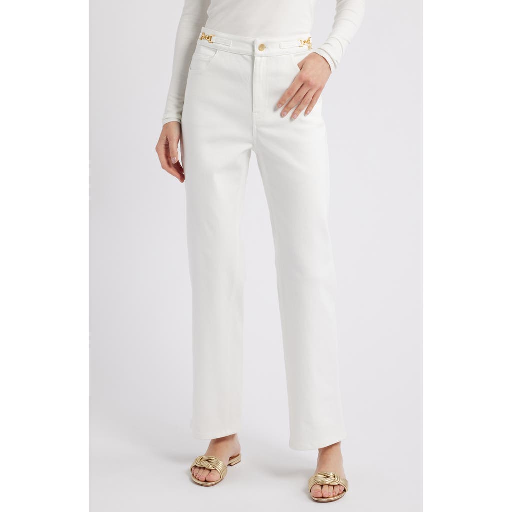 Kobi Halperin June Goldtone Trim Denim Jeans In White
