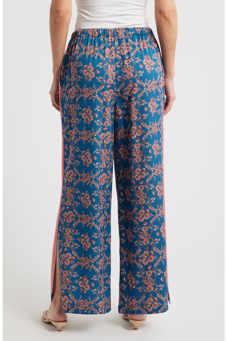 Floral Side Slit Lounge Pants, Alternate, color, CADET BLUE/ DUSTY PINK