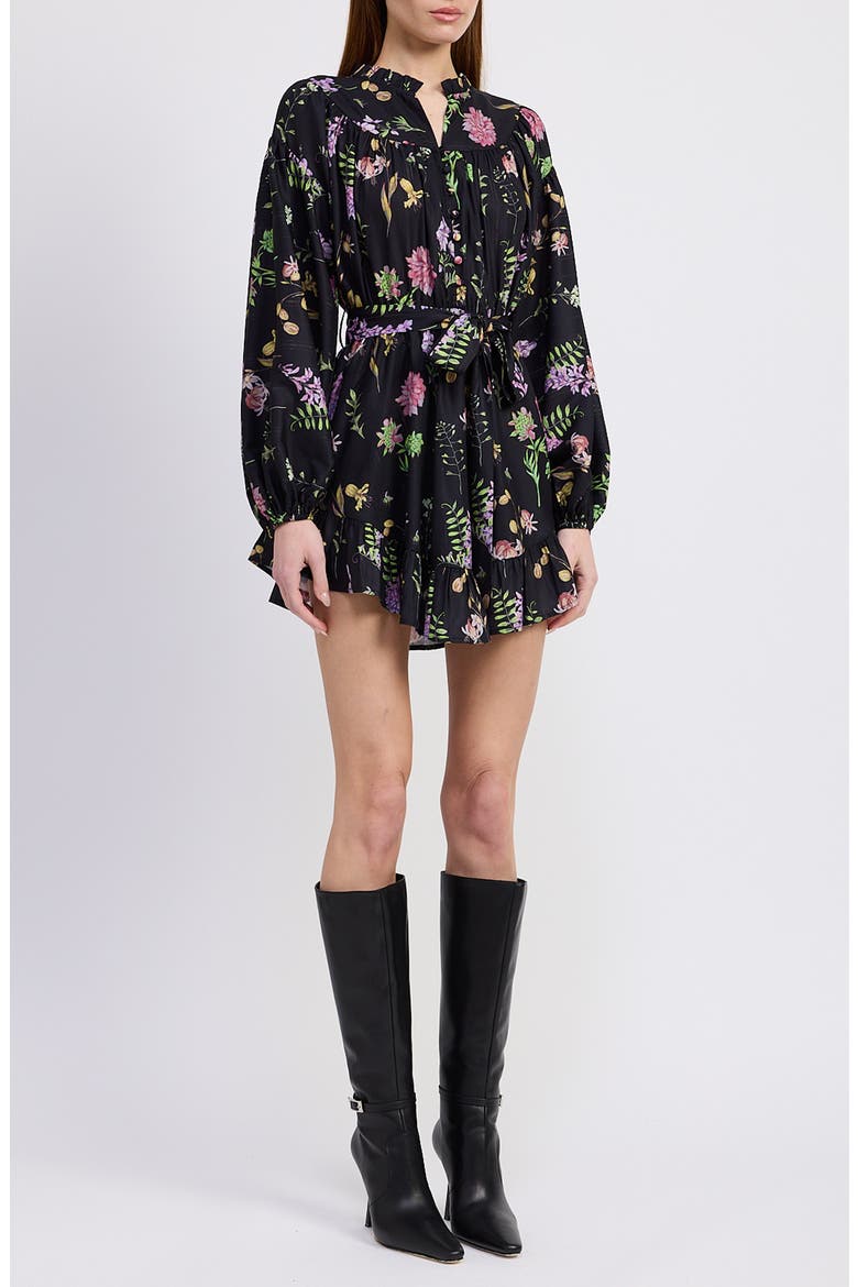 Harper Metallic Floral Long Sleeve Minidress, Alternate, color, BLACK GOLD MULTI