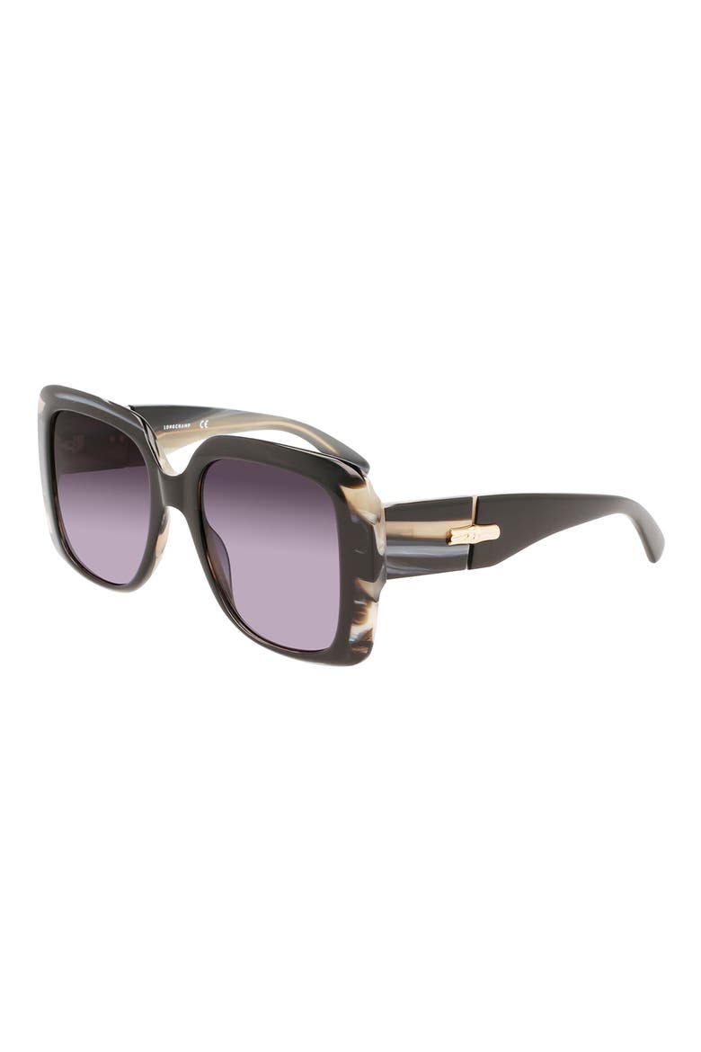 Roseau 53mm Gradient Square Sunglasses, Alternate, color, BLACK/ HORN