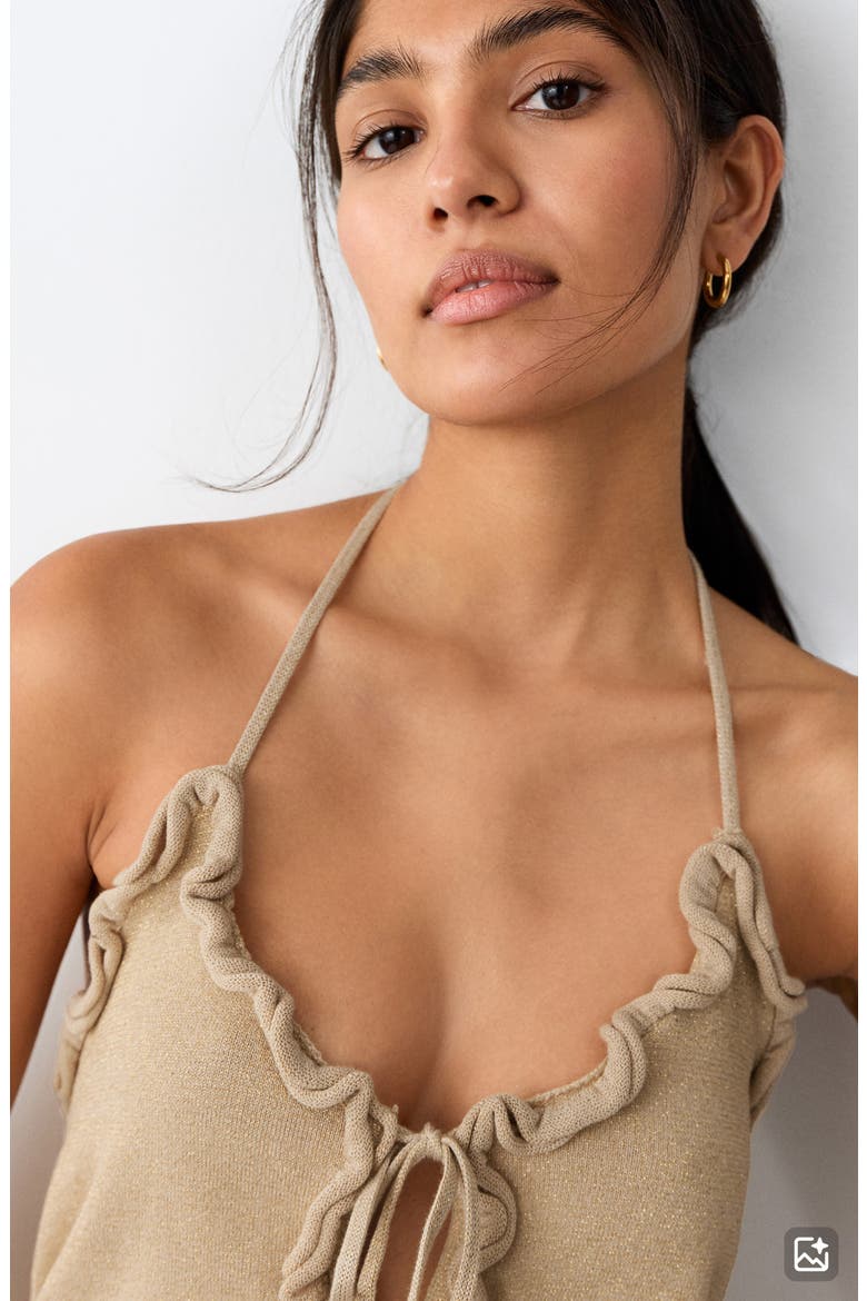 Bows Knit Halter Top, Alternate, color, GOLD