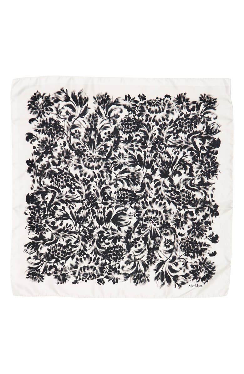 Max Mara Geisha Print Silk Scarf, Alternate, color, Black/ White