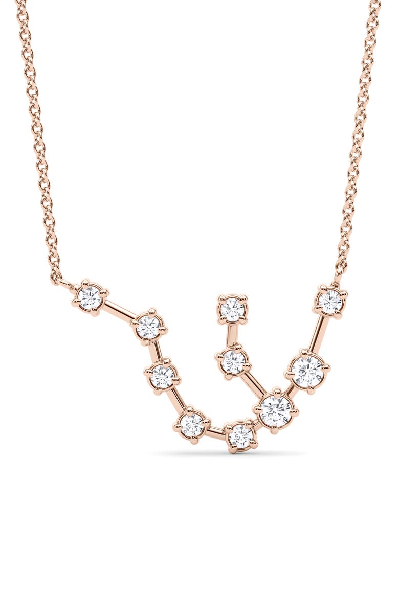 Aquarius Constellation Lab Created Diamond Necklace, Main, color, 18K ROSE GOLD