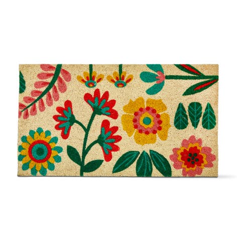 Retro Bloom Non-Slip Coir Doormat Multi 30 x 17 x 1 in