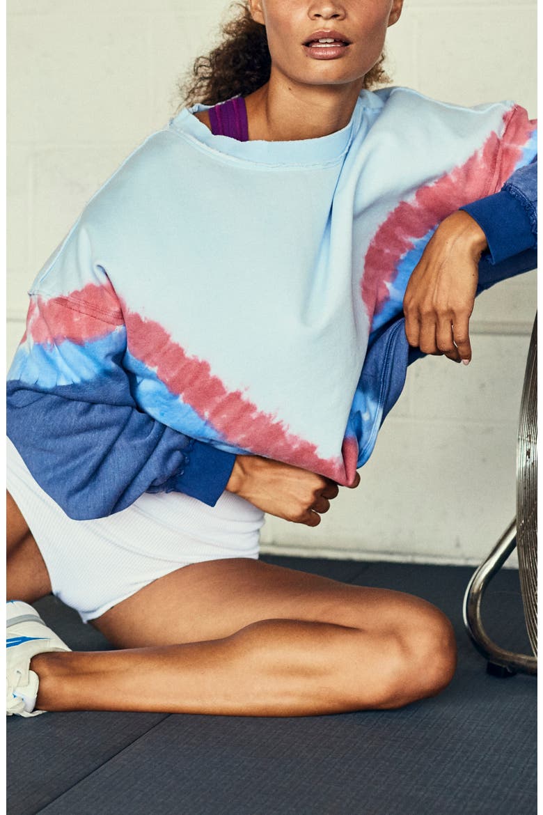 Free People FP Movement Metti Ombré Sweatshirt, Main, color, AURORA BLUE COMBO