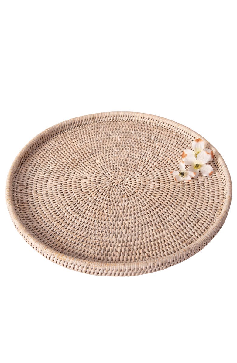 Artifacts Trading Company<sup>™</sup> Artifacts Rattan Round Flat Tray, Alternate, color, White Wash