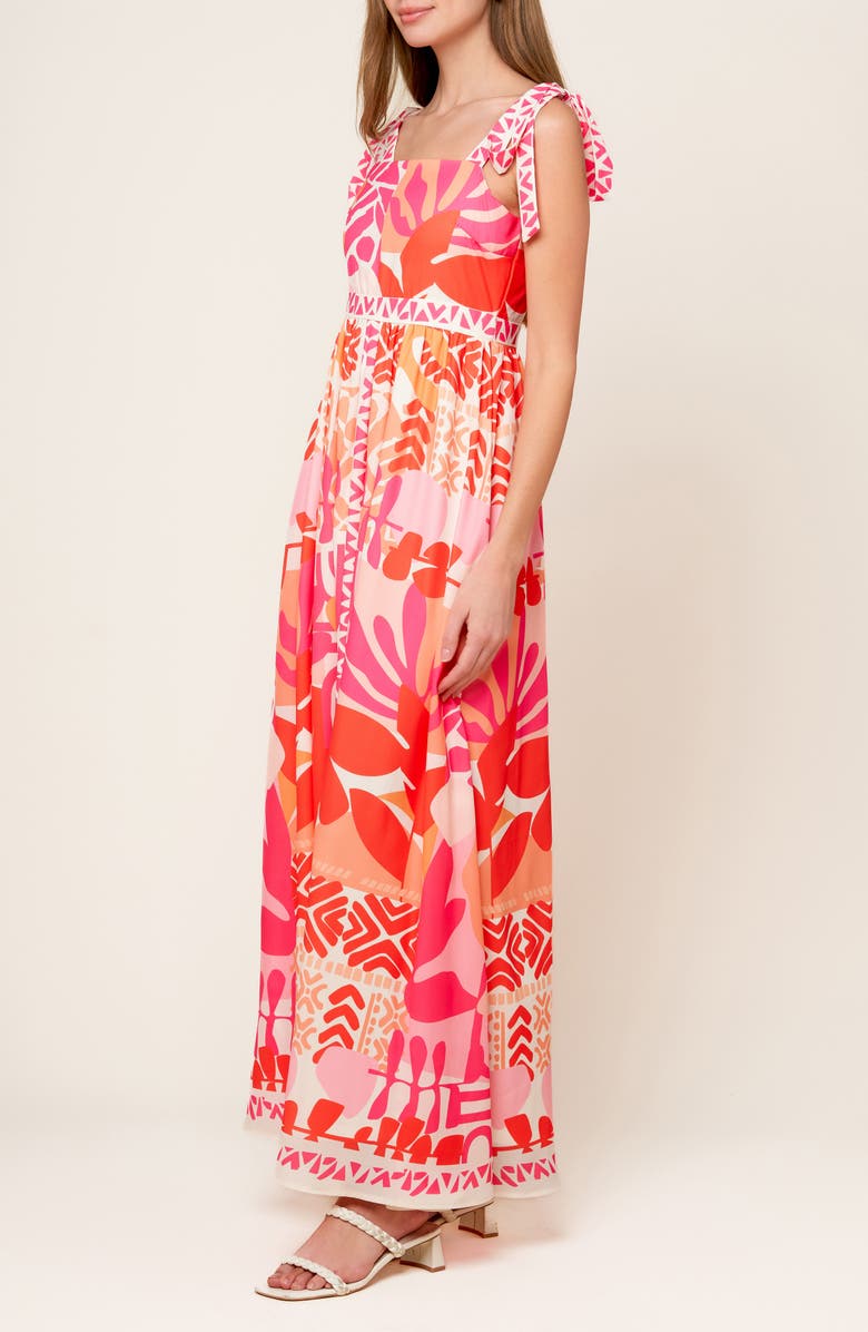 FLYING TOMATO Bold Print Maxi Dress, Alternate, color, Pink/ Orange