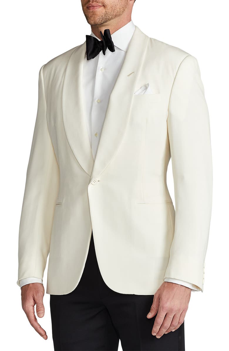 Ralph Lauren Purple Label Gregory Wool Barathea Dinner Jacket, Alternate, color, Cream