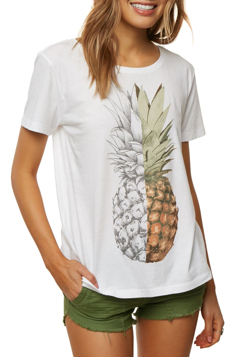 Half n Half Pineapple Graphic Tee, Main, color, WHITE