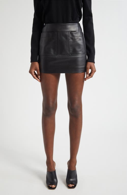 Bottega Veneta Napa Leather Miniskirt In Black