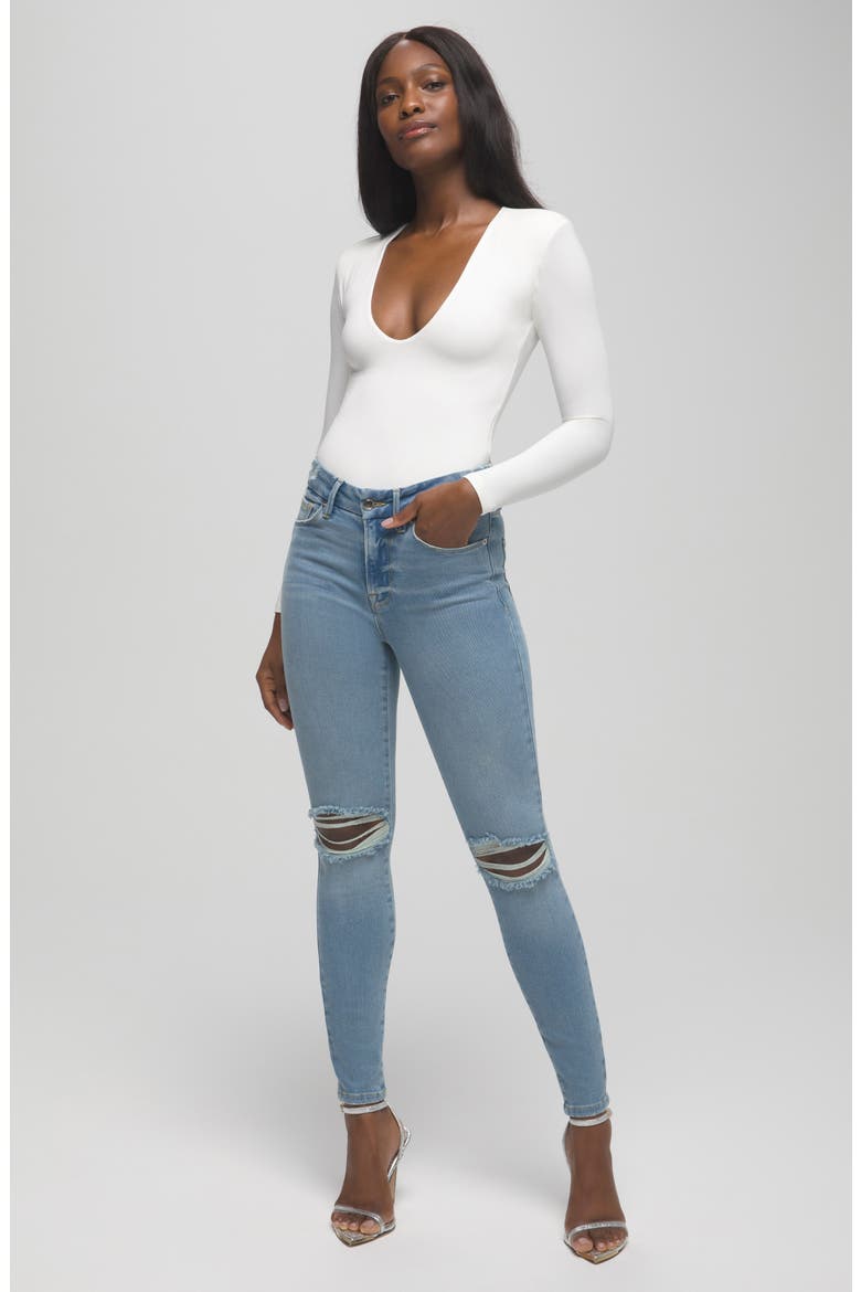 Good Legs High Waist Ripped Ankle Skinny Jeans, Alternate, color, BLUE523
