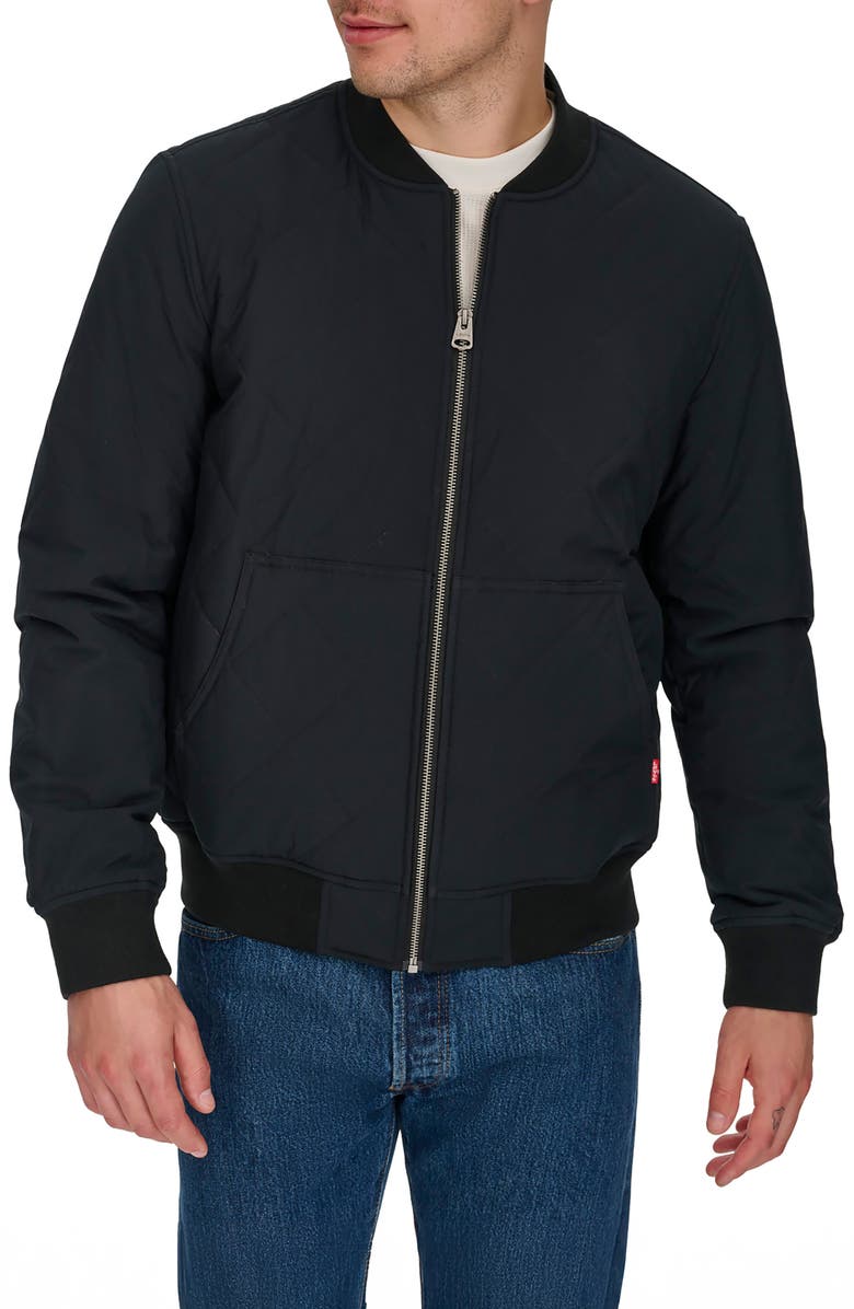 Levi's Quilted Bomber Jacket, Main, color, Black