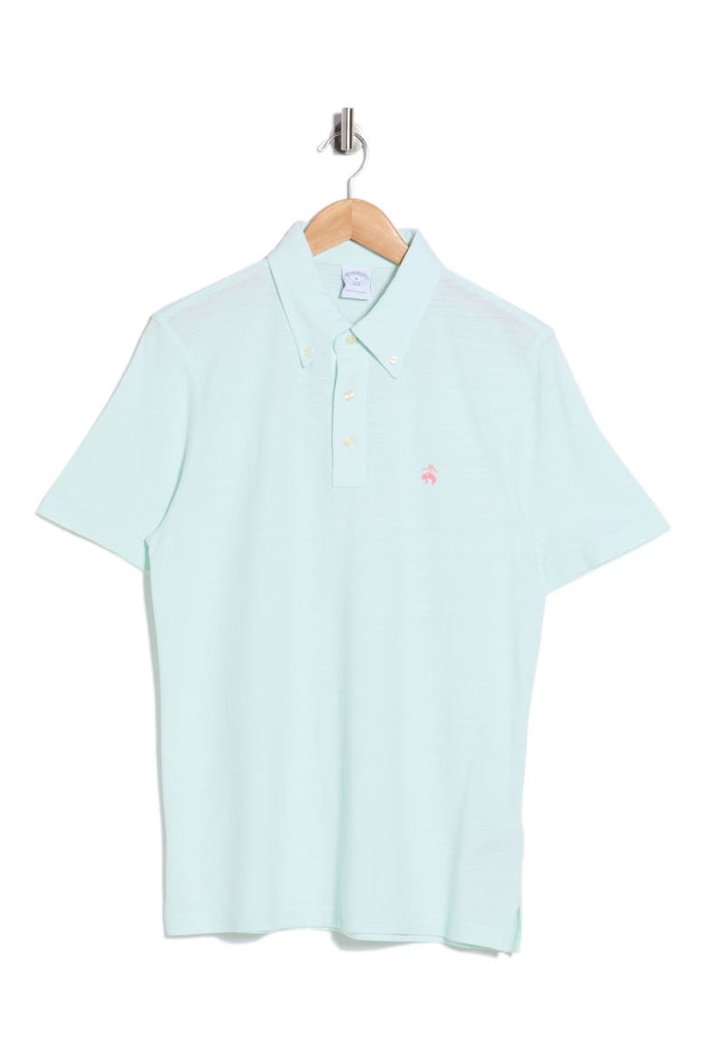 Cotton & Linen Blend Oxford Piqué Knit Polo, Alternate, color, GREEN