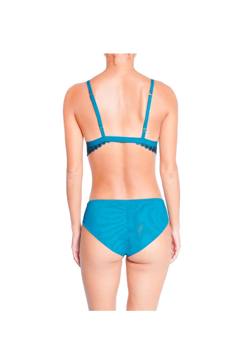 Deco dots Lace Bralette Bra, Alternate, color, Turquoise