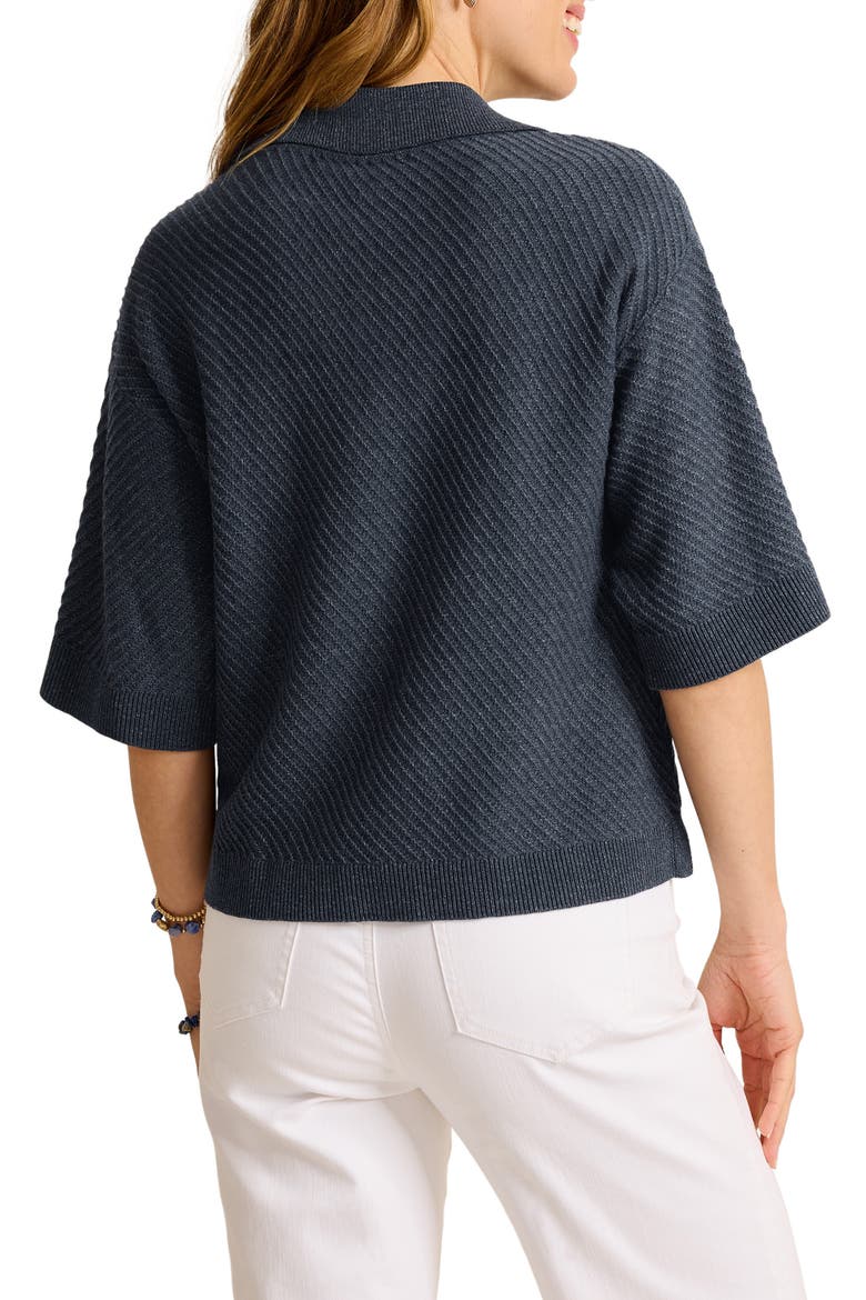 Cotton Polo Sweater, Alternate, color, COASTLINE HEATHER