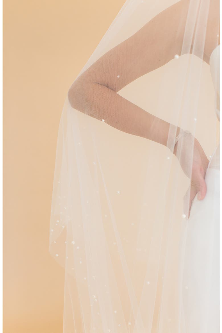 Arwen Imitation Pearl Cathedral Veil (Nordstrom Exclusive), Alternate, color, IVORY