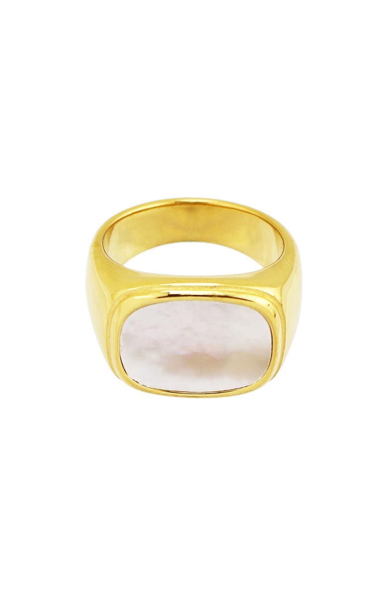 REBL Square Mother-of-Pearl Signet Ring, Alternate, color, Gold
