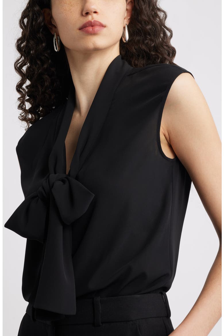Tie Front Sleeveless Top, Alternate, color, BLACK