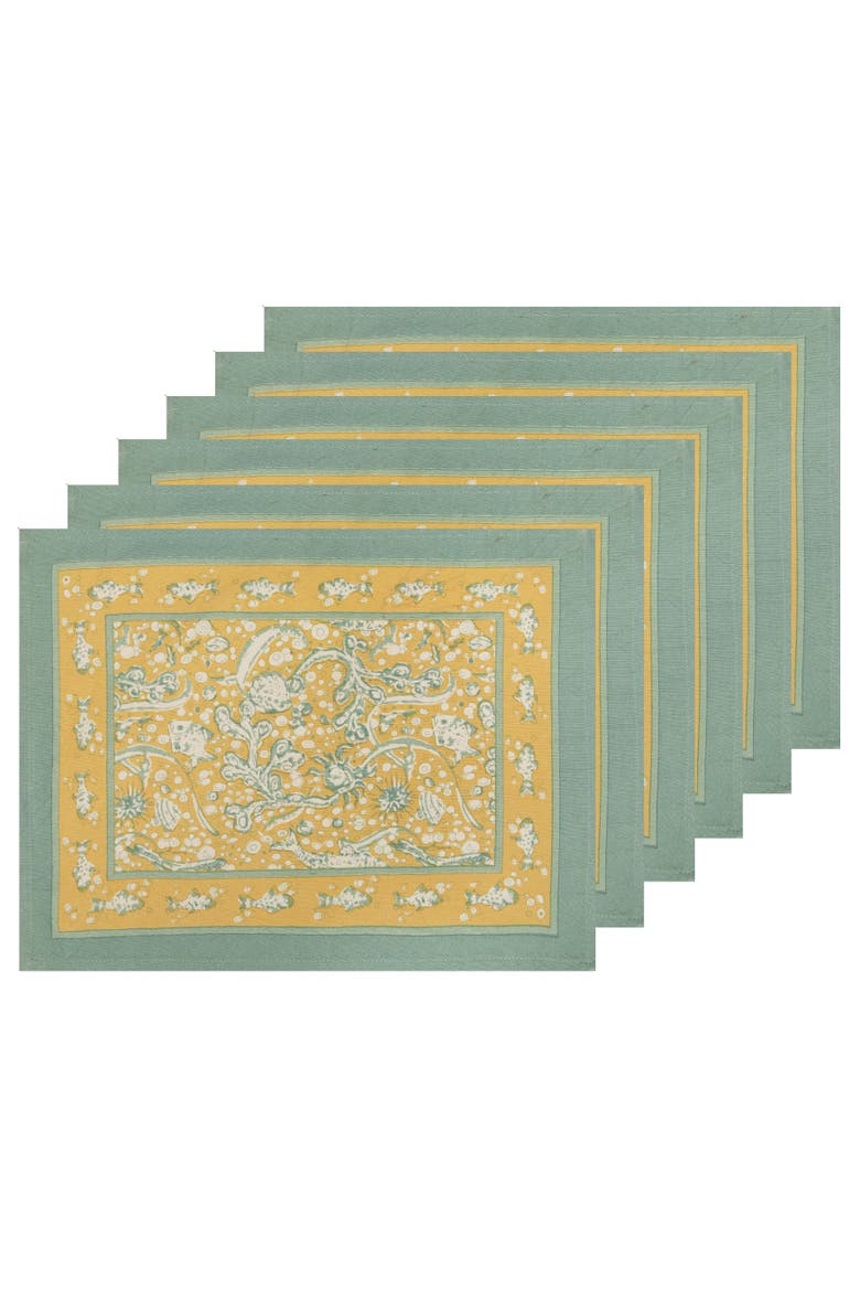 La Mer Mats, Alternate, color, Aqua/Citrine 15" x 18"