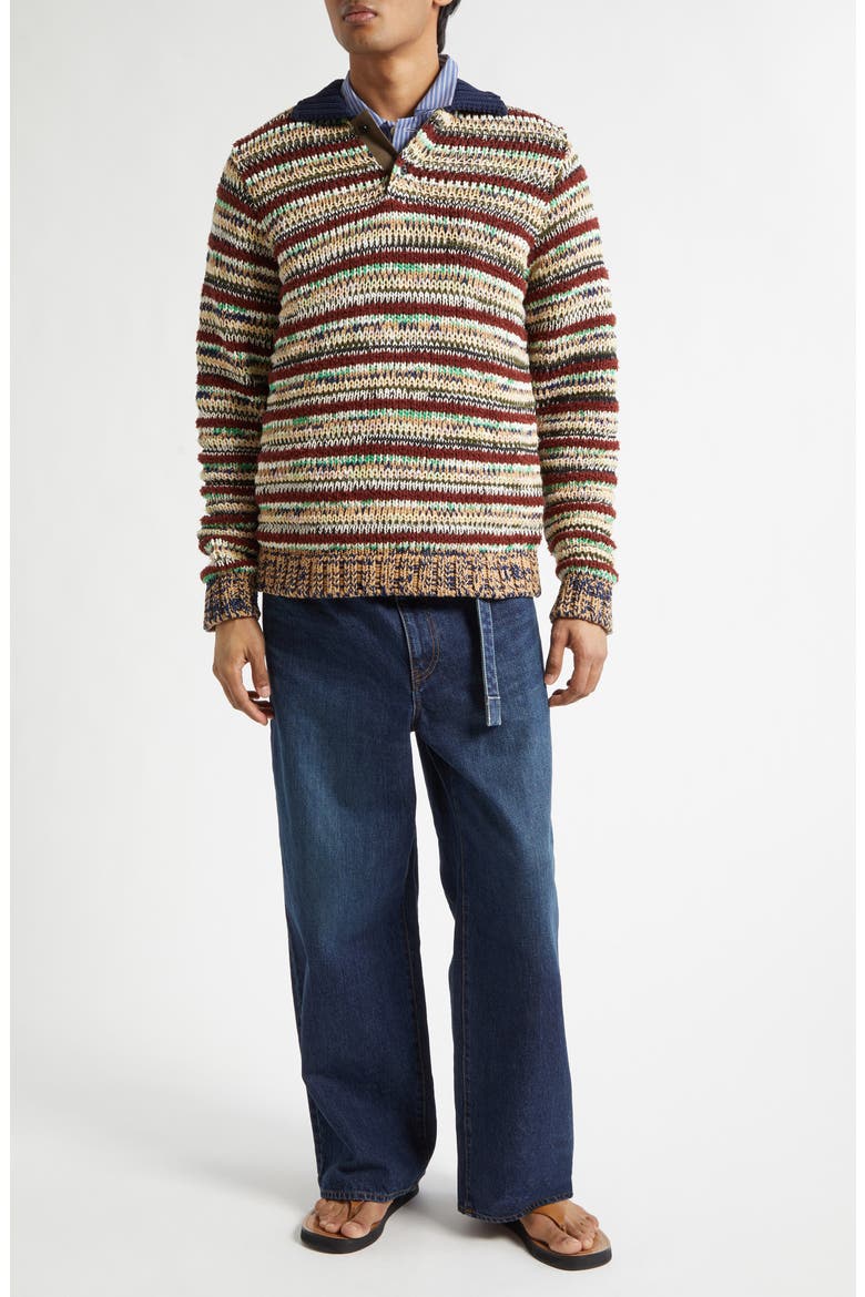 Mix Knit Polo Sweater, Alternate, color, BEIGE MULTI