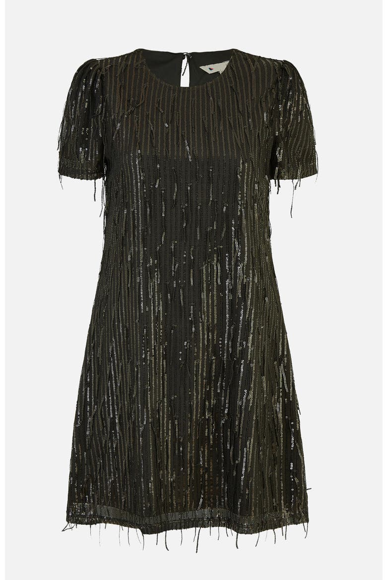 Dripping Sequin Tunic Dress, Alternate, color, Black