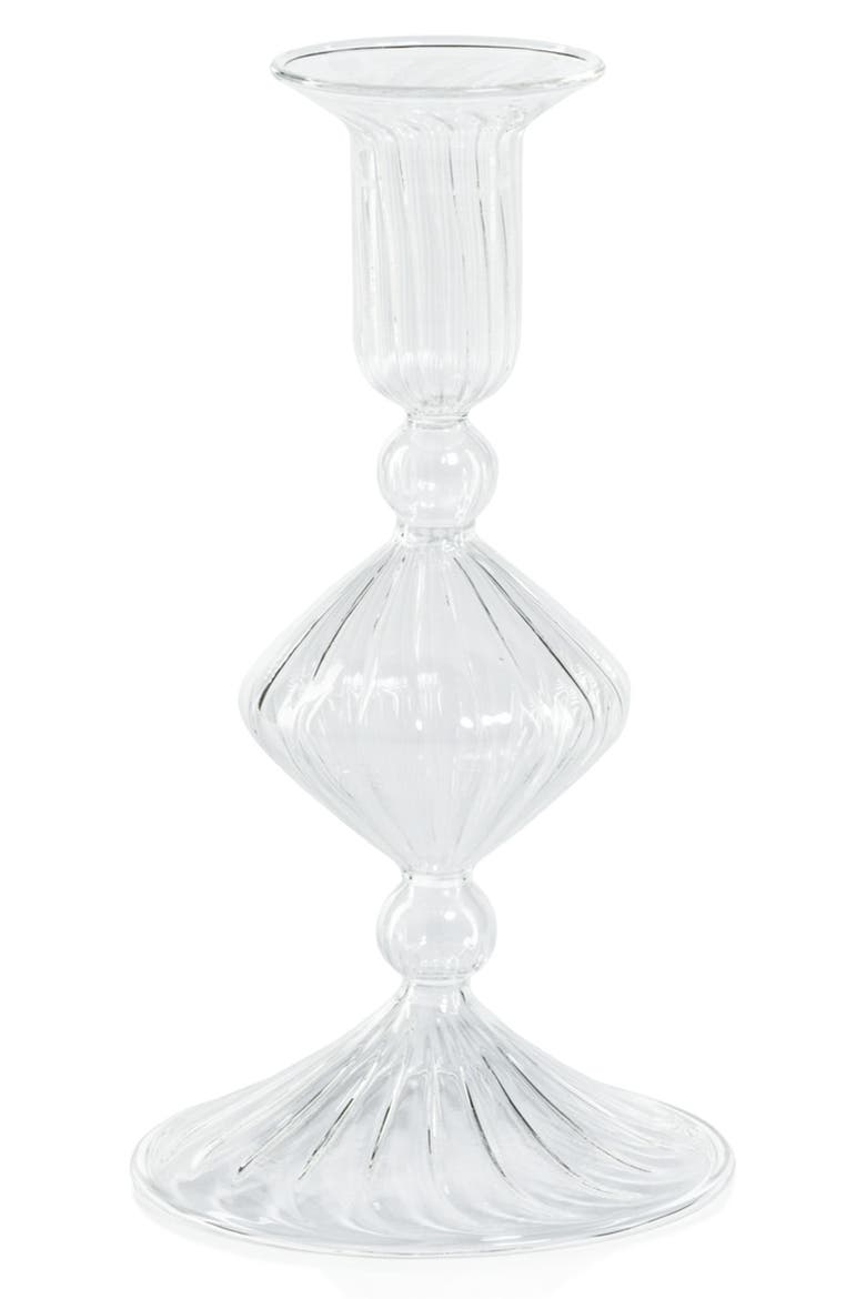 Zyrandol Set of 2 Glass Taper Candleholders, Main, color, CLEAR