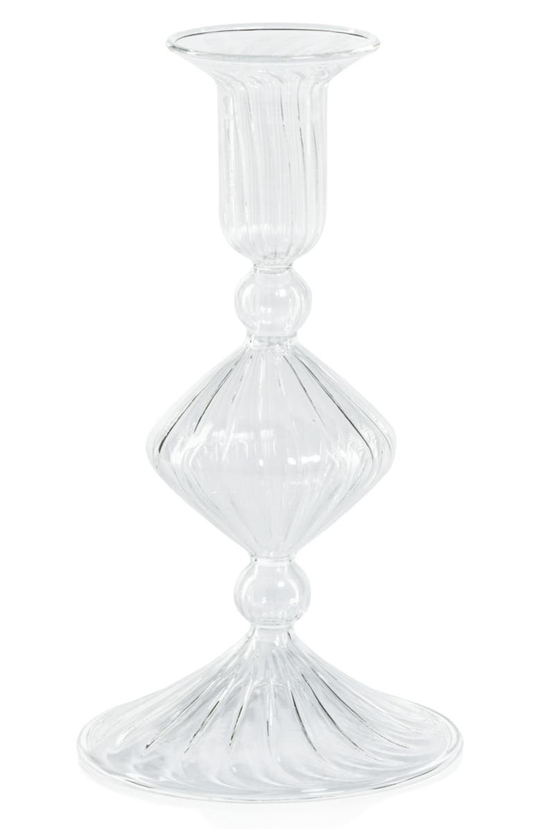 Zodax Zyrandol Set of 2 Glass Taper Candleholders, Main, color, Clear