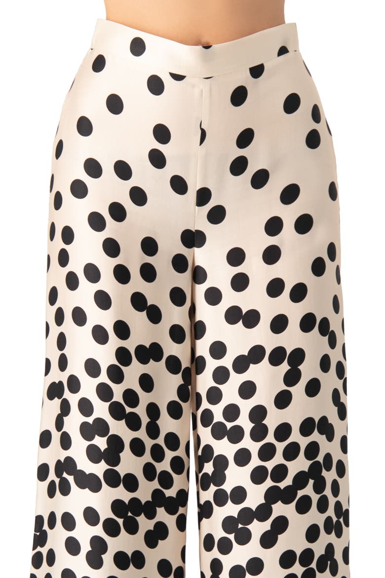 Wide-Leg Polka Dot Palazzo Trousers, Alternate, color, Natural