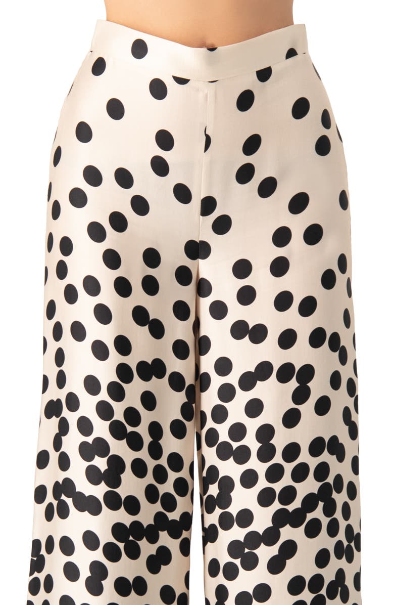 IVONNE Wide-Leg Polka Dot Palazzo Trousers, Alternate, color, Natural