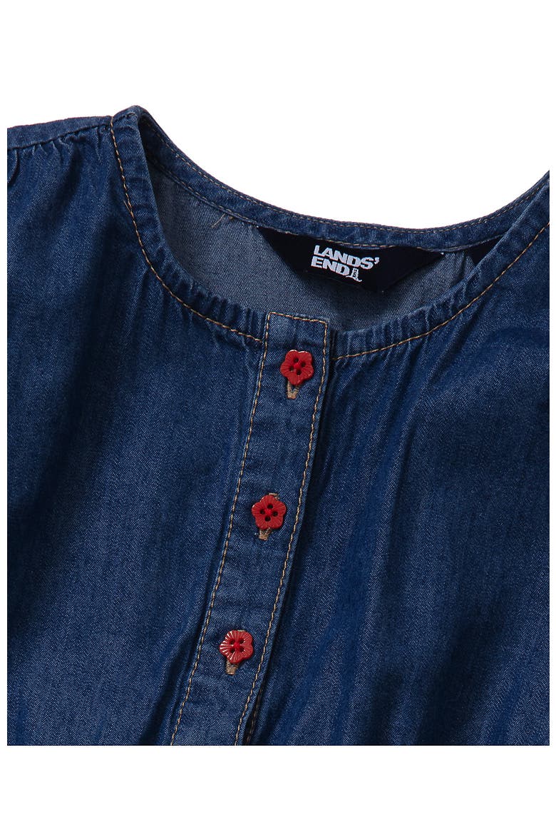 Girls Short Sleeve Lightweight Denim Dress, Alternate, color, Blue Stone