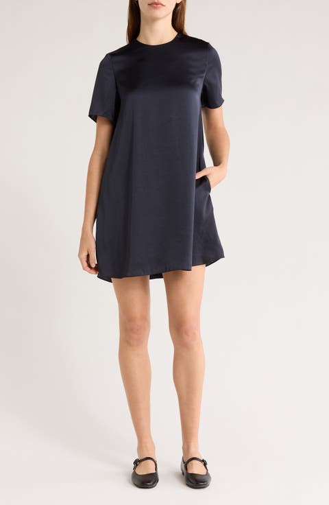 Crushed Satin Oversize T-Shirt Dress