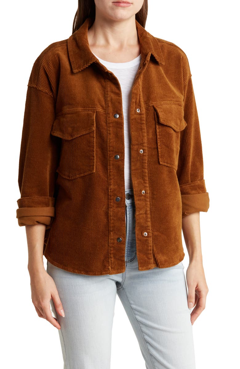Sanctuary Dakota Corduroy Shacket, Main, color, Pecan
