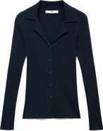MANGO Rib Button-Up Cardigan