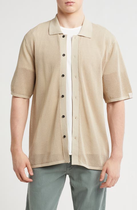 Payton Cotton Mesh Short Sleeve Button-Up Shirt