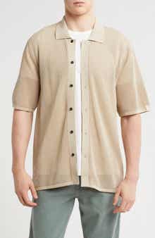 rag & bone Payton Cotton Mesh Short Sleeve Button-Up Shirt