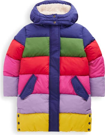 Kids' Longline Hooded Quilted Puffer Coat