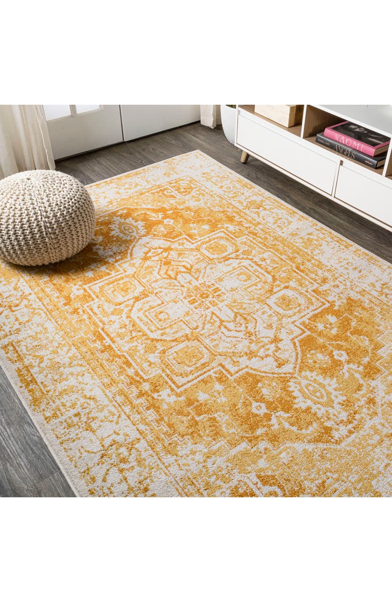 JONATHAN Y Audrey Bohemian Ornate Medallion Area Rug, Alternate, color, Orange/White
